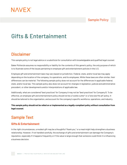 cisco gifts travel and entertainment policy